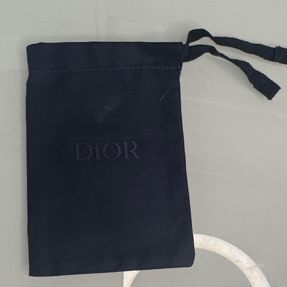 Dior Navy Embossed Drawstring Pouch - image 1